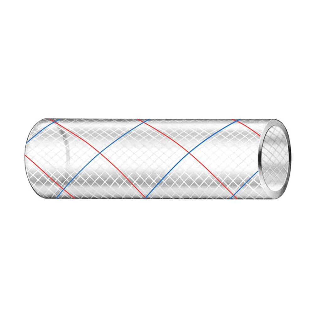 Trident Marine 1" x 50' Clear Reinforced PVC Hose Tubing - Red  Blue Tracer [162-1006]