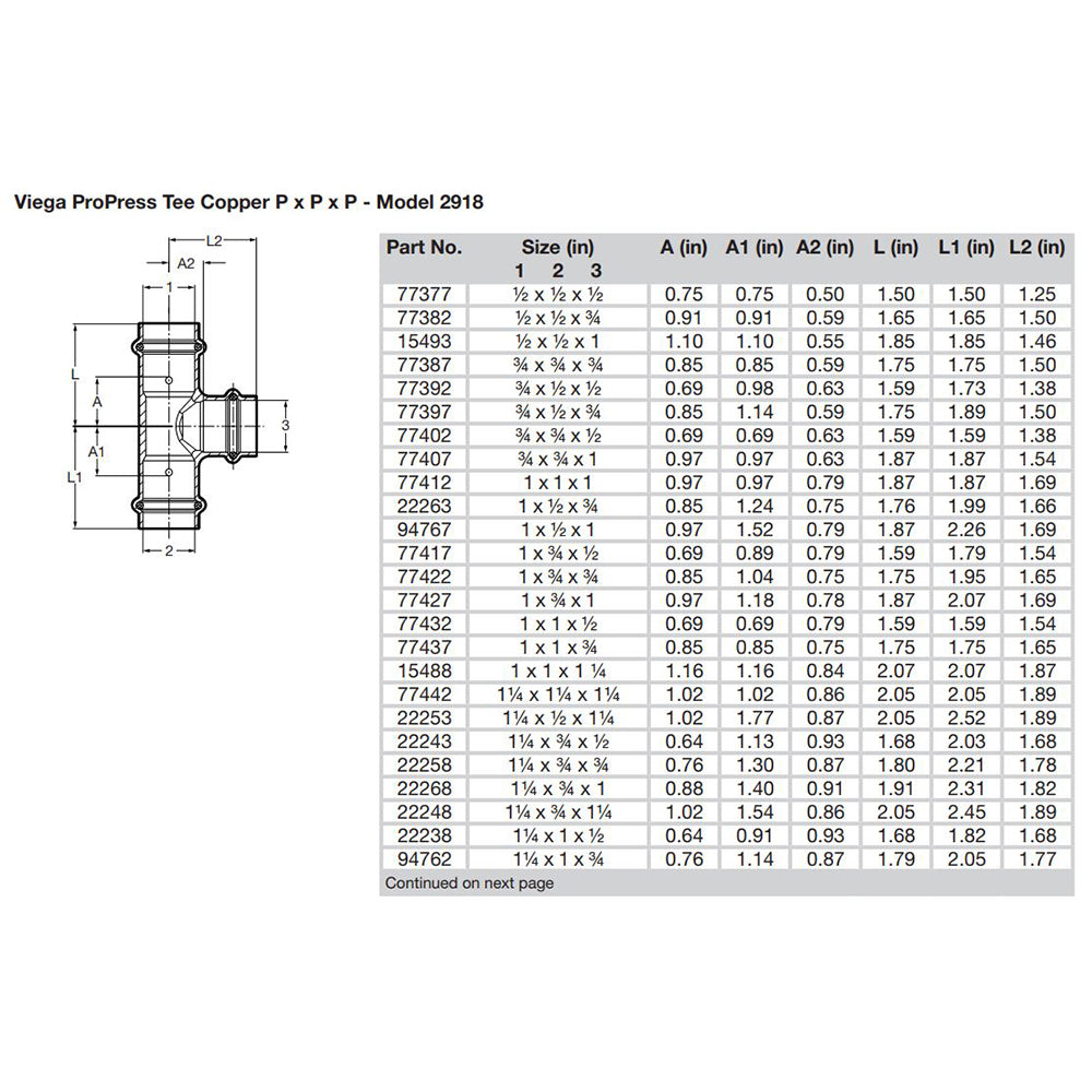 Viega ProPress 3/4" Copper Tee - Triple Press Connection - Smart Connect Technology [77387]