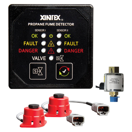 Fireboy-Xintex Propane Fume Detector, 2 Channel, 2 Sensors, Solenoid Valve  Control  20 Cable - 24V DC  [P-2BS-24-R]